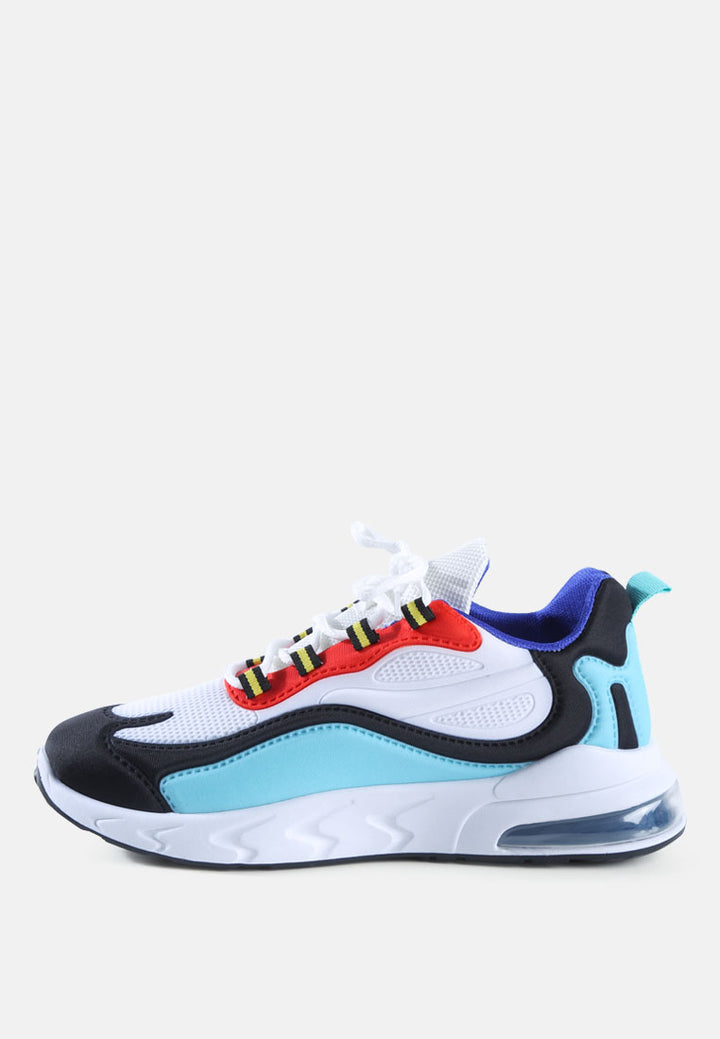 colour block air cushion running sneakers#color_white-green