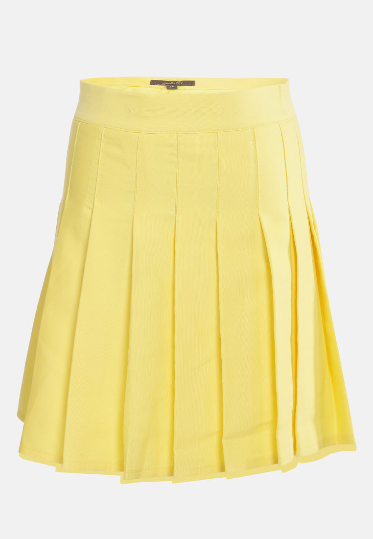 knife pleated mini skirt by ruw#color_yellow