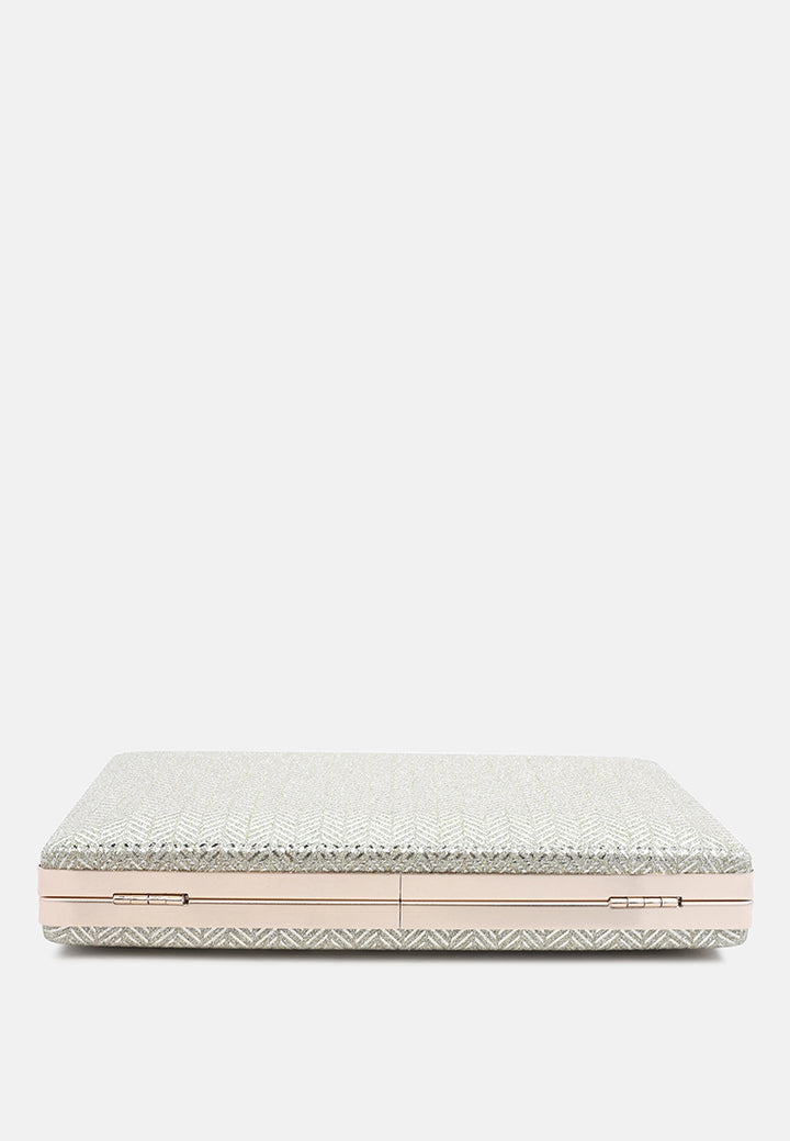metallic shimmer clutch bag#color_champagne