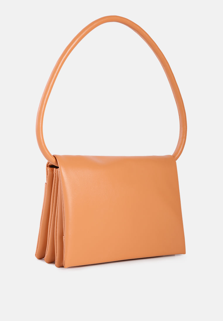 three fold faux leather handbag#color_orange