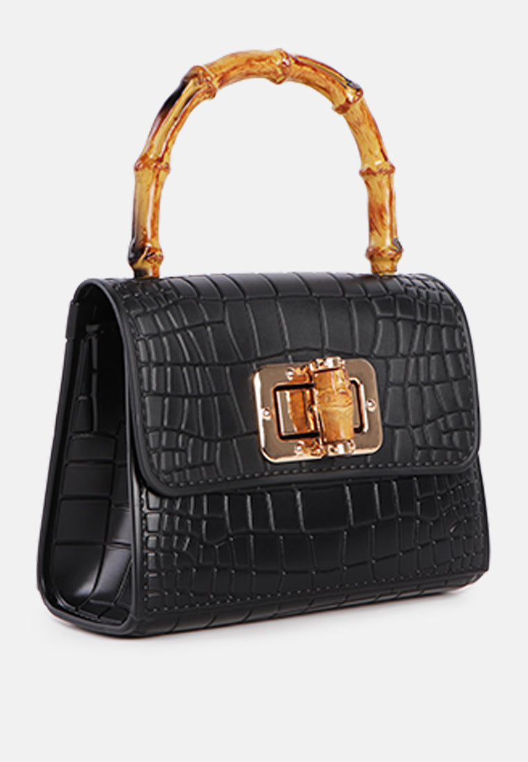 croc sling handbag#coor_black