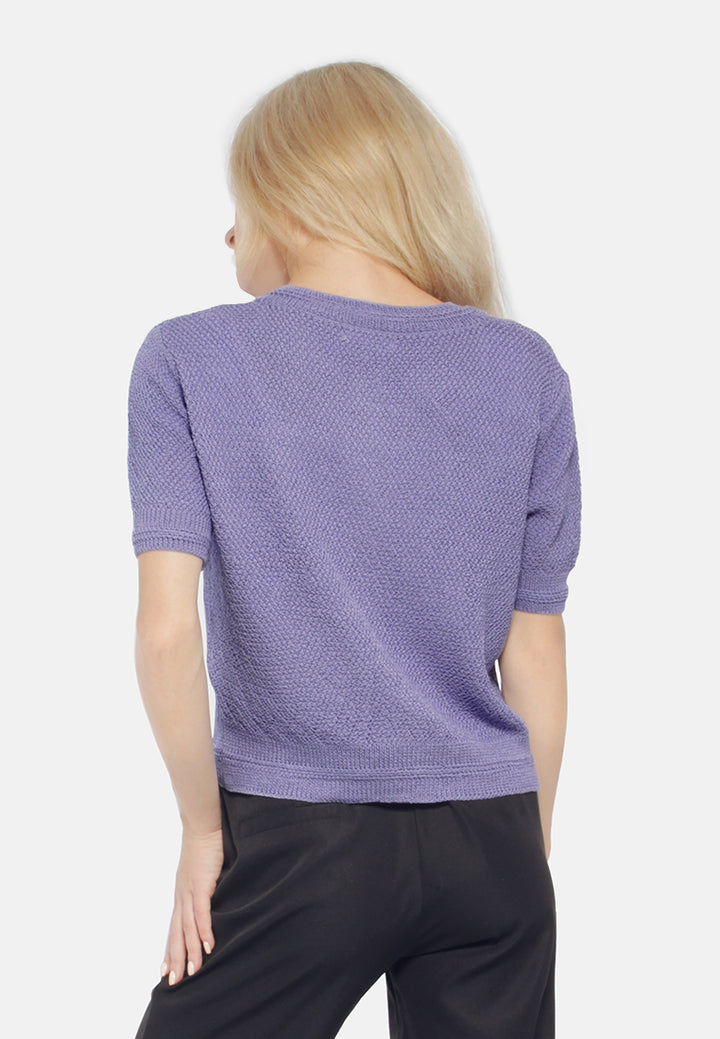 button down knitted top#color_purple