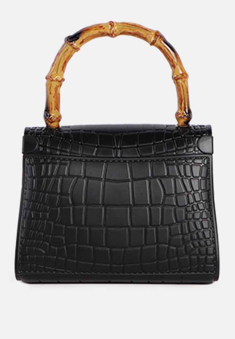 croc sling handbag#coor_black