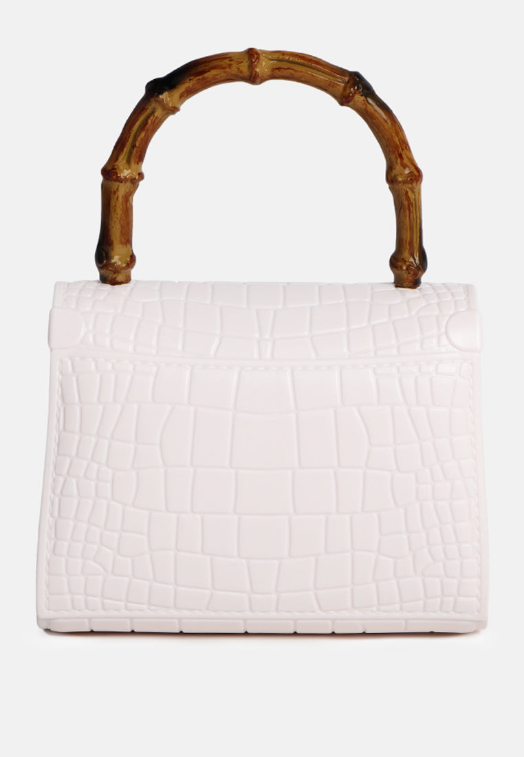 croc sling handbag#coor_white