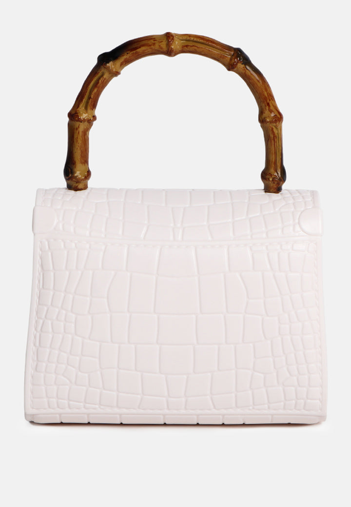 croc sling handbag#coor_white