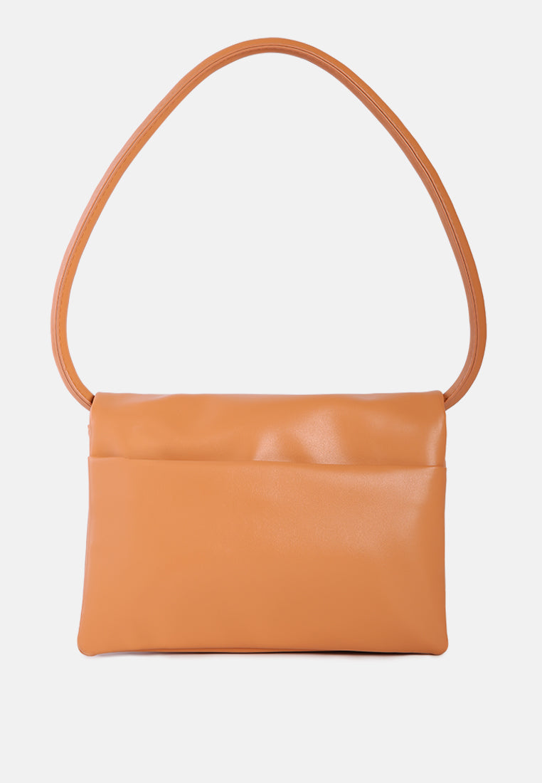 three fold faux leather handbag#color_orange