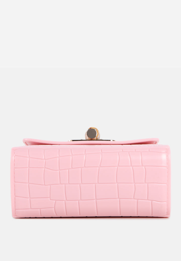 croc sling handbag#coor_pink