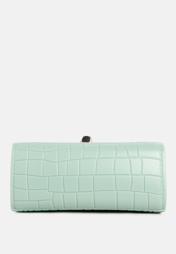 croc sling handbag#coor_mint