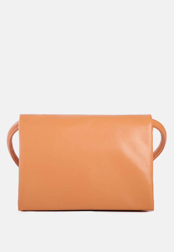 three fold faux leather handbag#color_orange