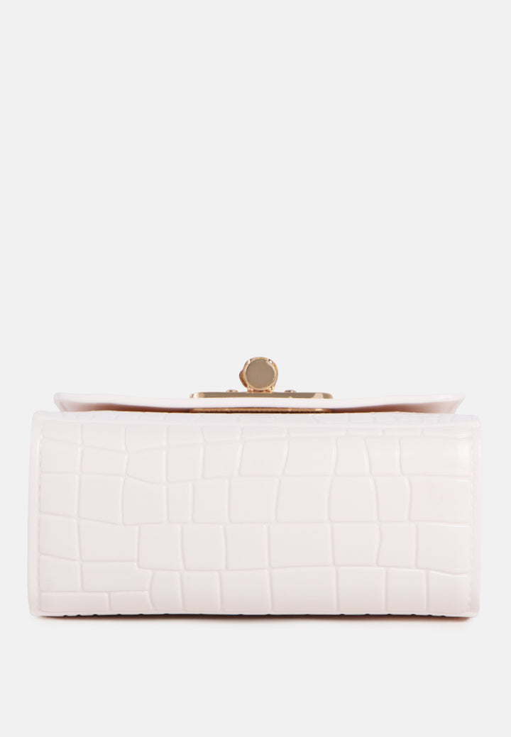 croc sling handbag#coor_white