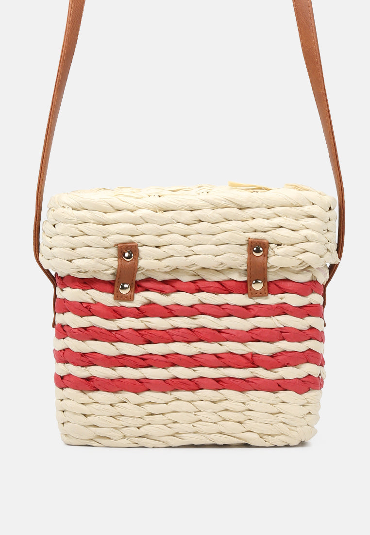 paper straw sling bag#color_multi