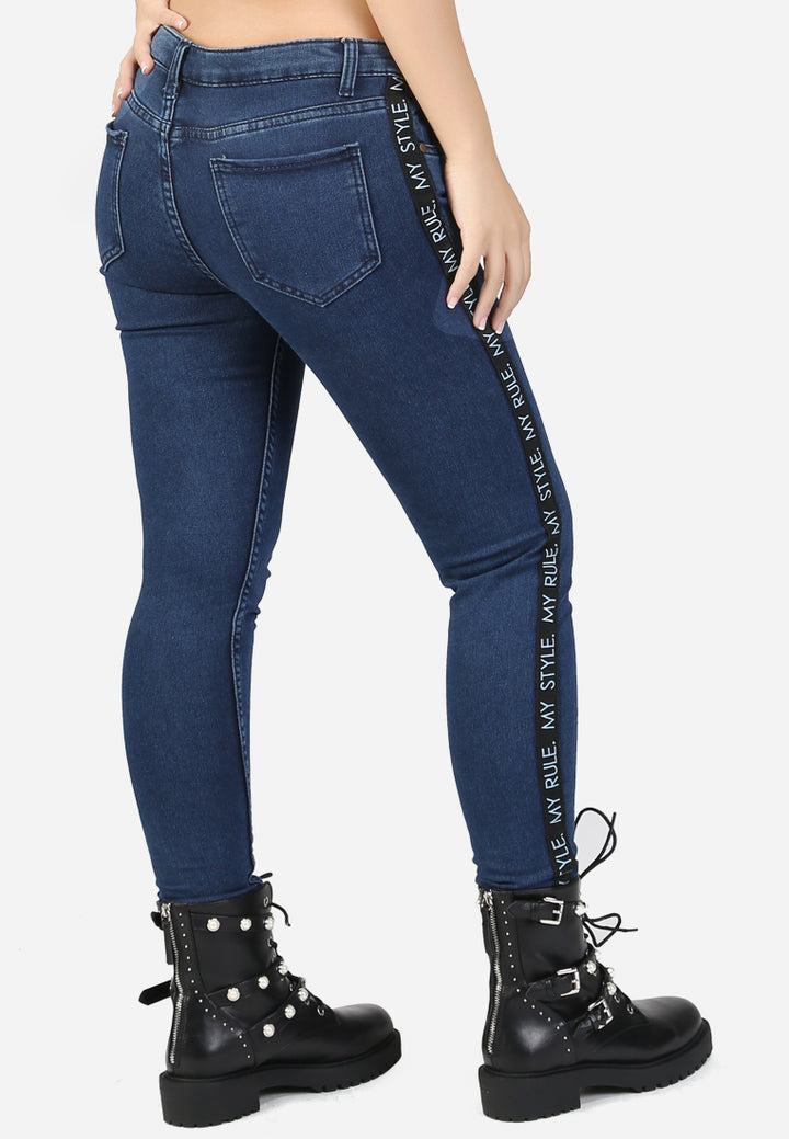 skinny side tape jeans#color_dark-blue