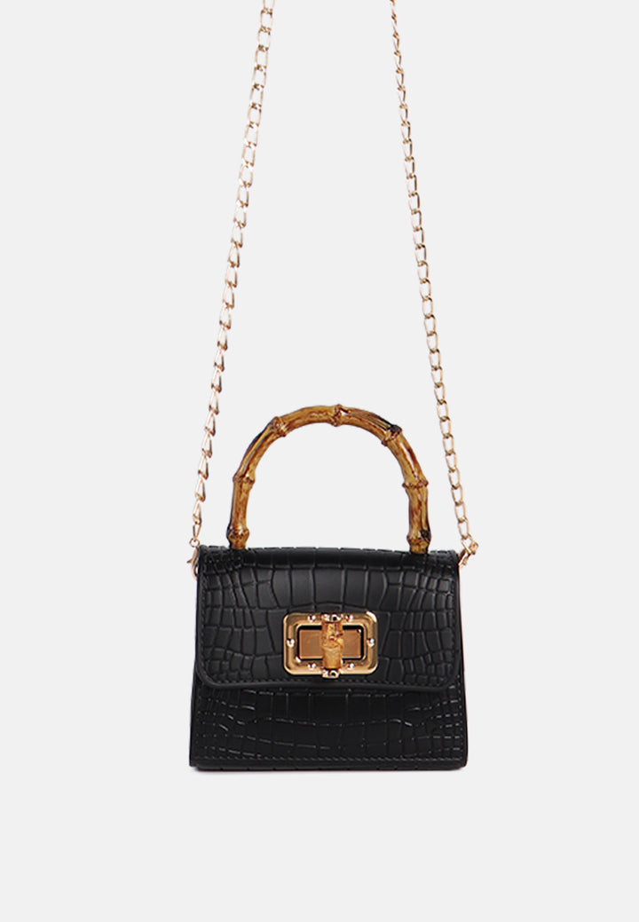 croc sling handbag#coor_black