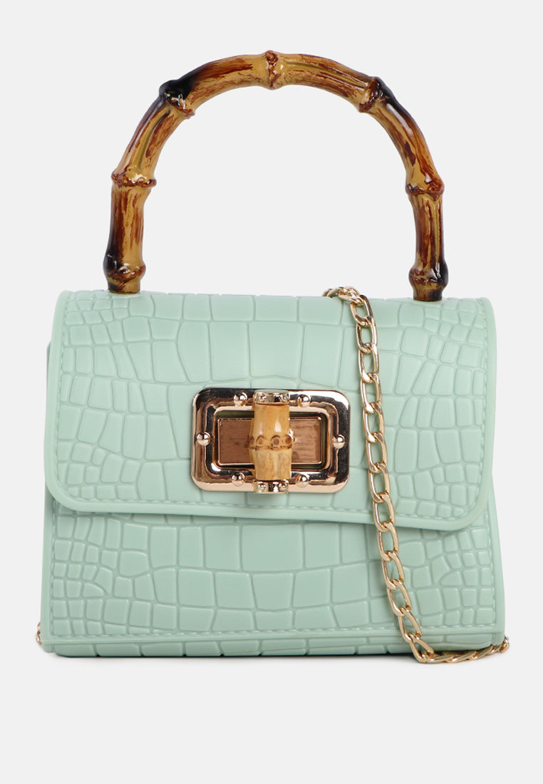 croc sling handbag#coor_mint
