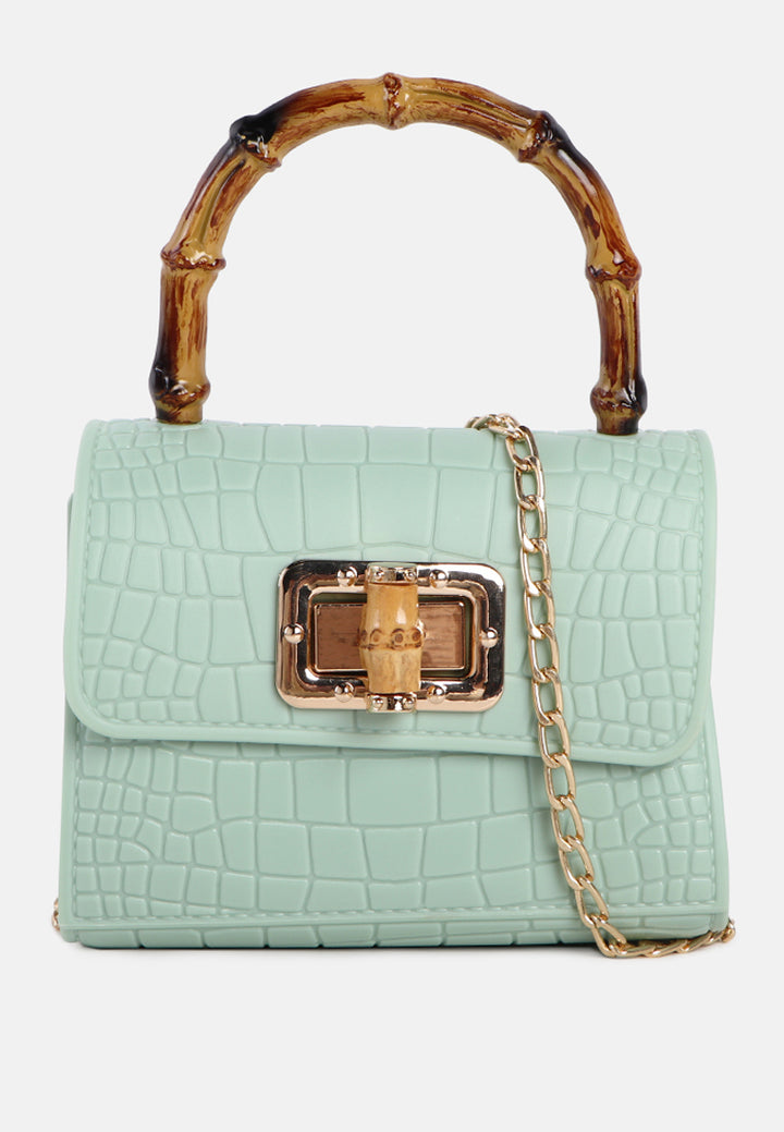 croc sling handbag#coor_mint