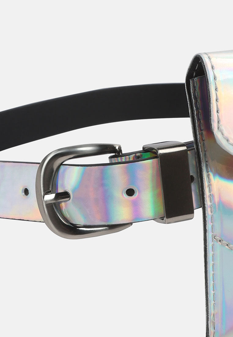 Patent Envelop Fanny Pack#color_silver