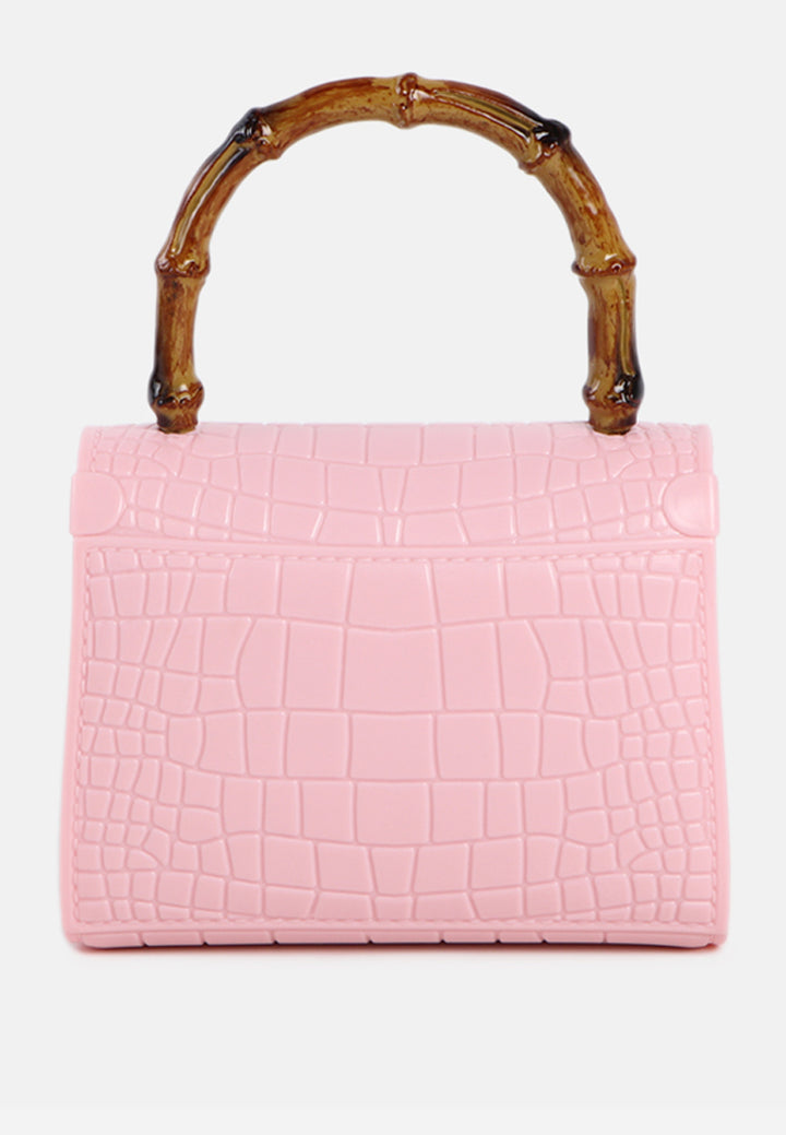 croc sling handbag#coor_pink