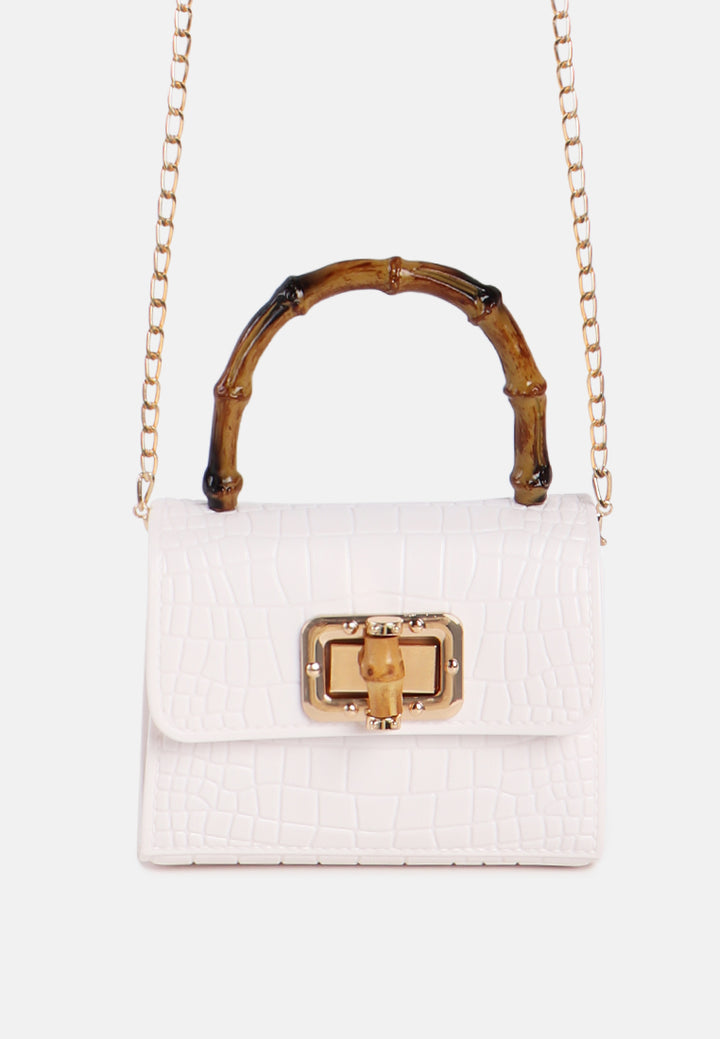 croc sling handbag#coor_white