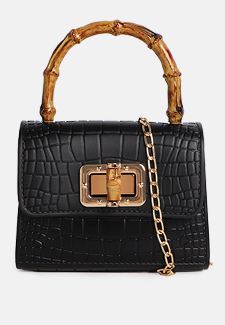 croc sling handbag#coor_black