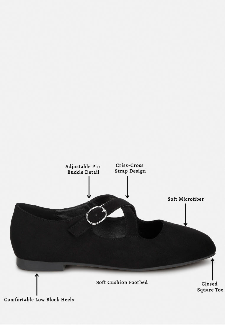 vonily criss cross straps ballet flats#color_black-suede