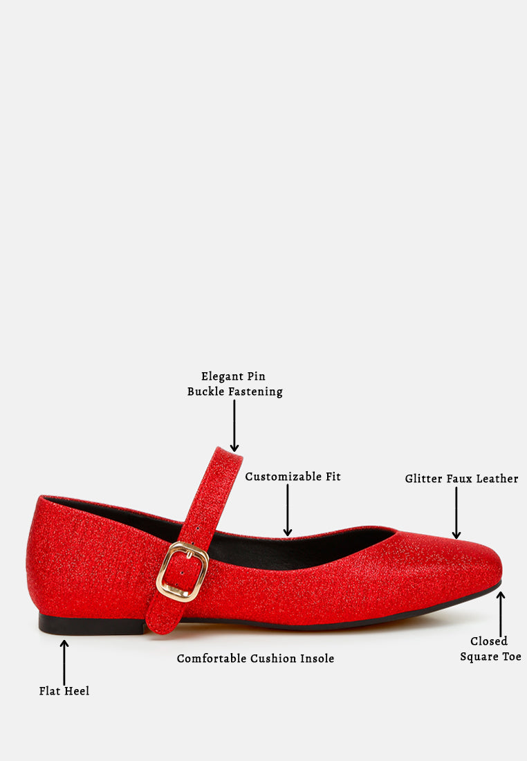 glitter pin buckle ballerinas by ruw#colour_red