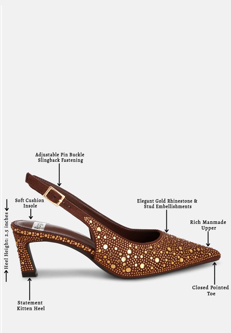 honarta rhinestone embellished slingback heels#color_brown-suede