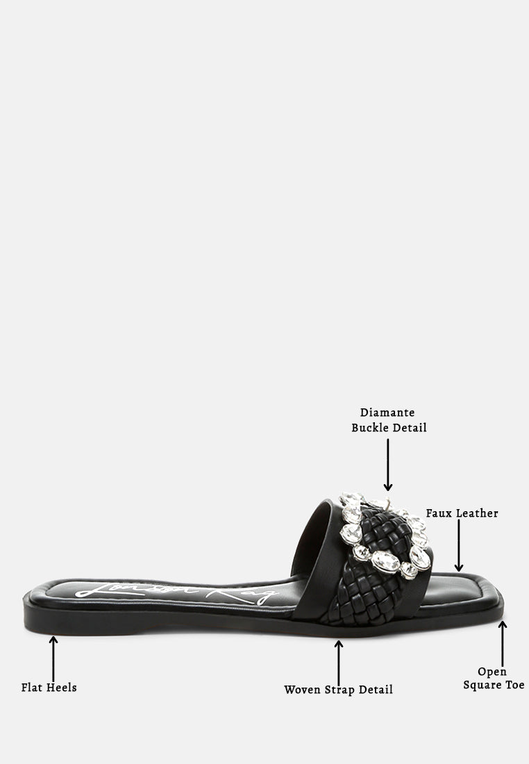 diamante flat sandals by ruw#color_black