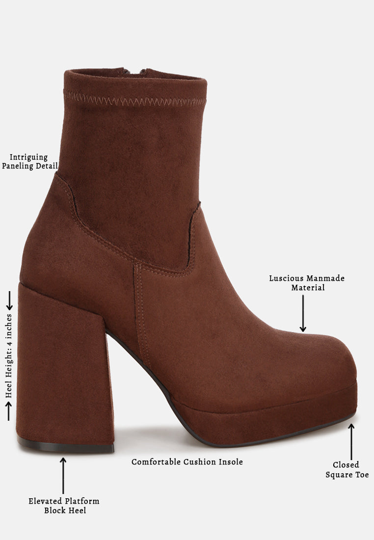 Antbera Elevated Square Toe Ankle Boots#color_brown-suede