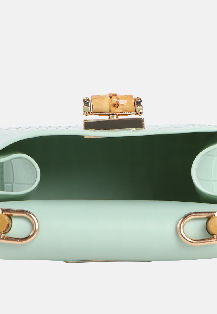 croc sling handbag#coor_mint