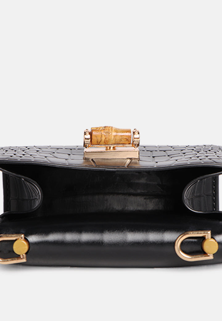 croc sling handbag#coor_black