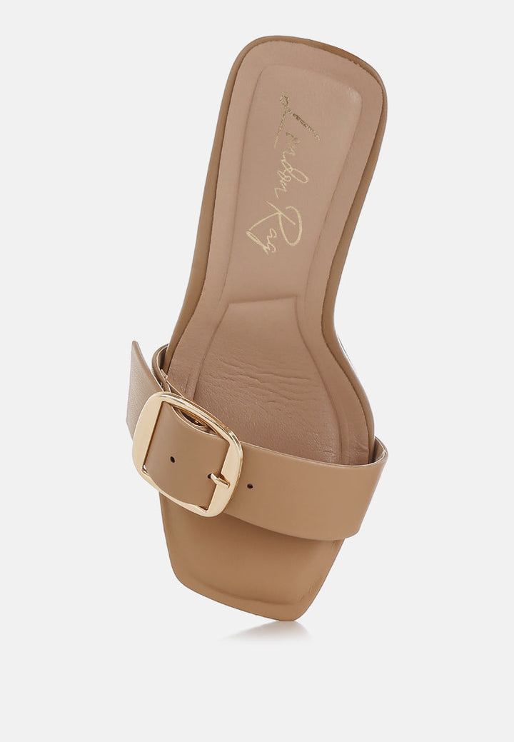 buckle strap slip on sandals by ruw#color_beige