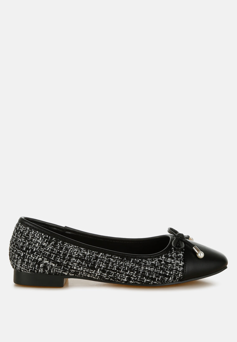 boucle pearl bow ballerinas by ruw#color_black