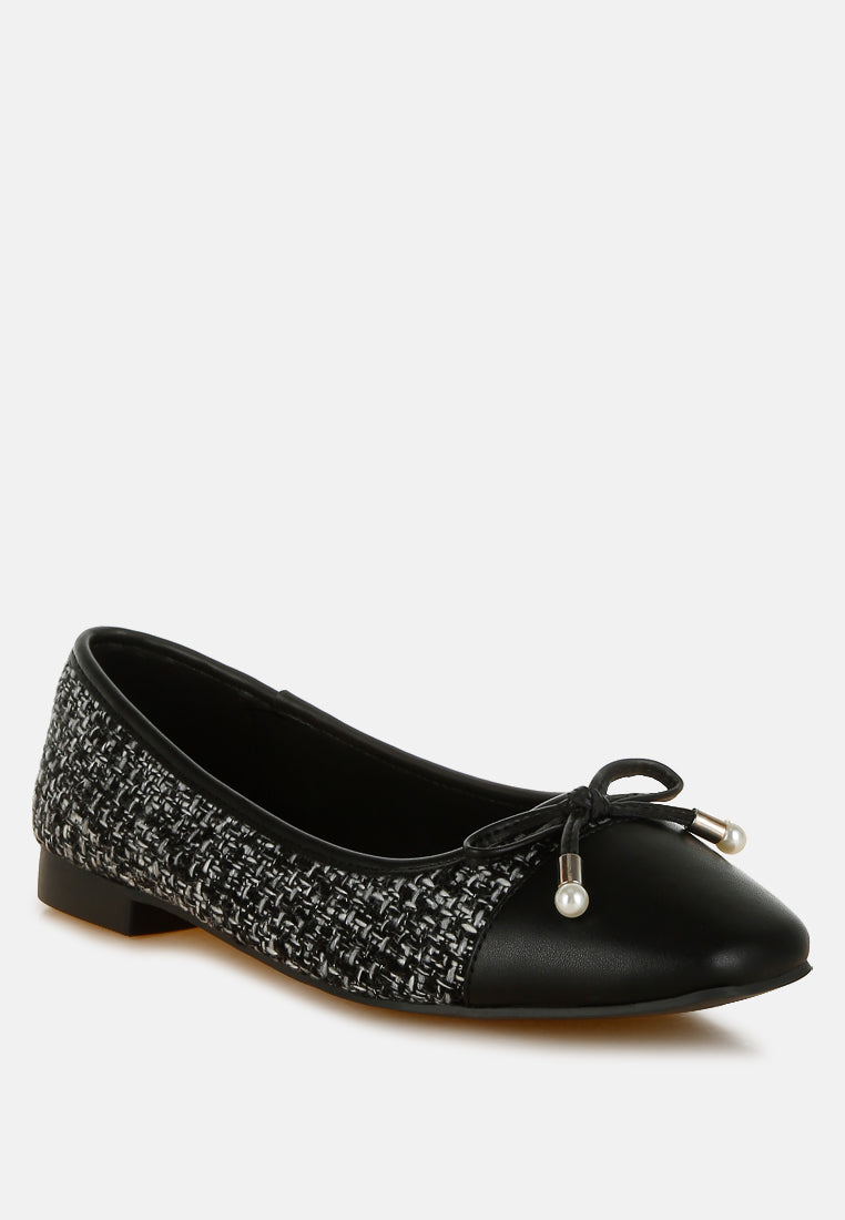 boucle pearl bow ballerinas by ruw#color_black