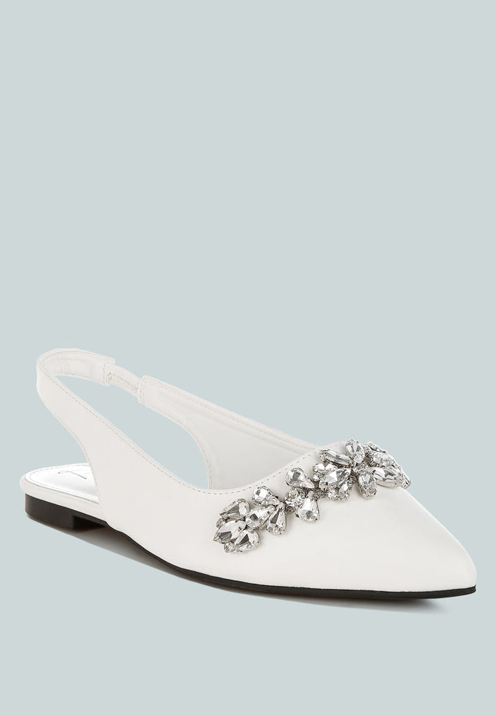 diamante embellished flat sandals by ruw#color_white