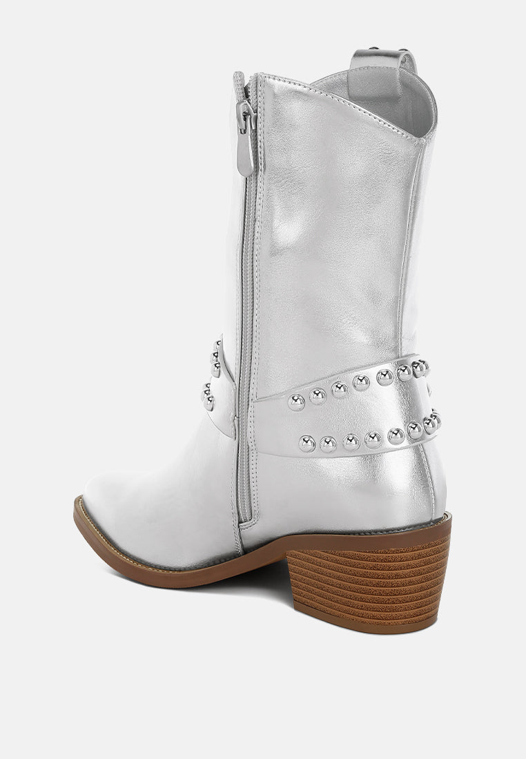 studded harness detail boots by ruw#color_silver