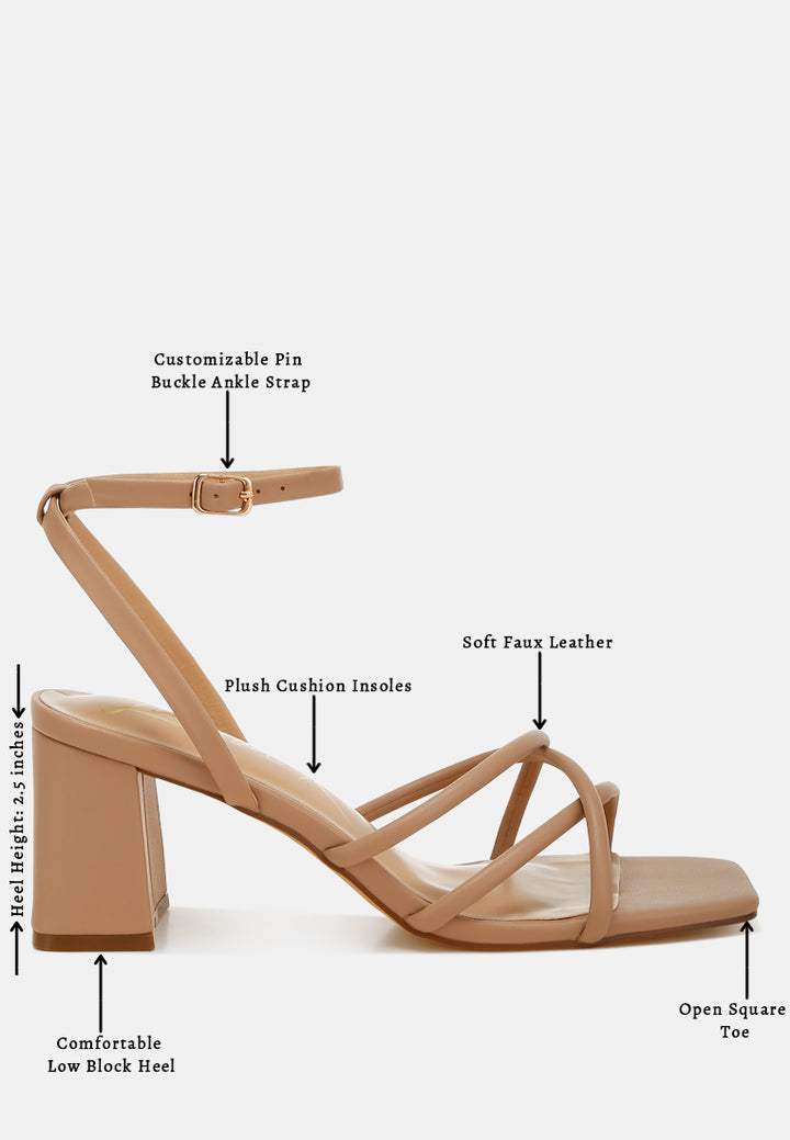 low block heel strappy sandals by RUW#colour_camel