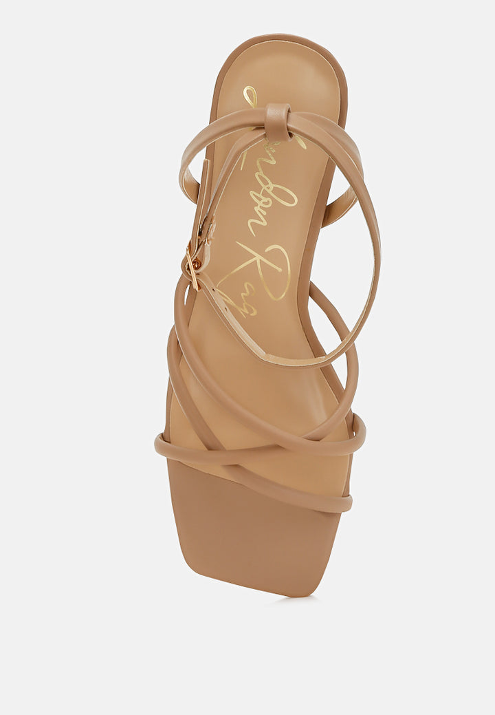 low block heel strappy sandals by RUW#colour_camel