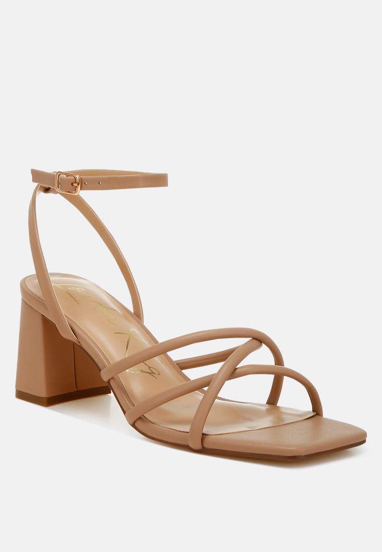 low block heel strappy sandals by RUW#colour_camel