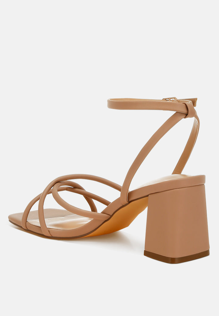 low block heel strappy sandals by RUW#colour_camel
