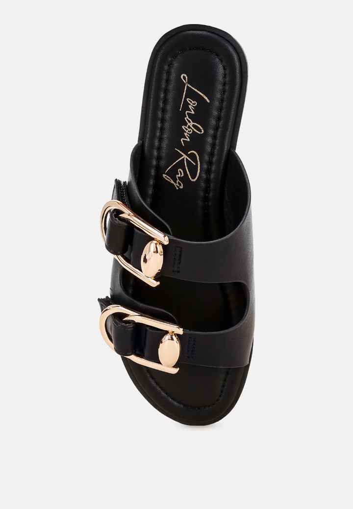 amahi dual strap slip-on flats#color_black-man-made-leather