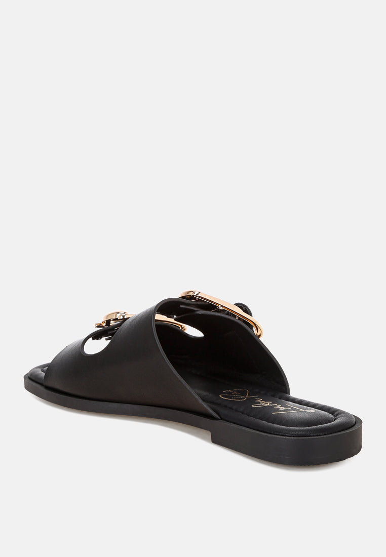 amahi dual strap slip-on flats#color_black-man-made-leather