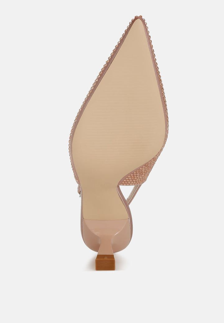 rhinestones embellished slingback sandals by ruw#color_rose-gold