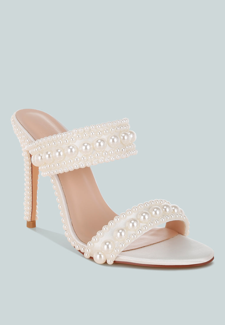 ambrin pearl embellished slip on stiletto heels#color_white