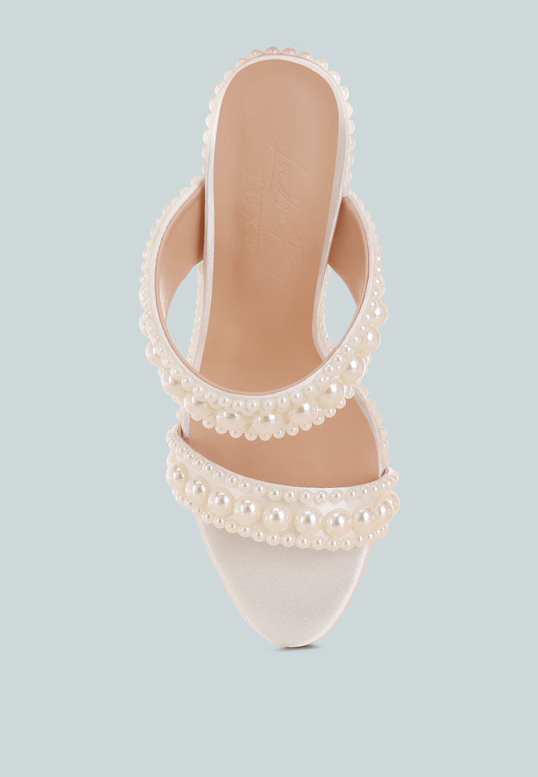 ambrin pearl embellished slip on stiletto heels#color_white