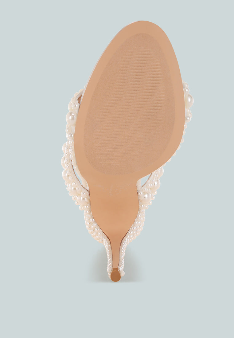 ambrin pearl embellished slip on stiletto heels#color_white