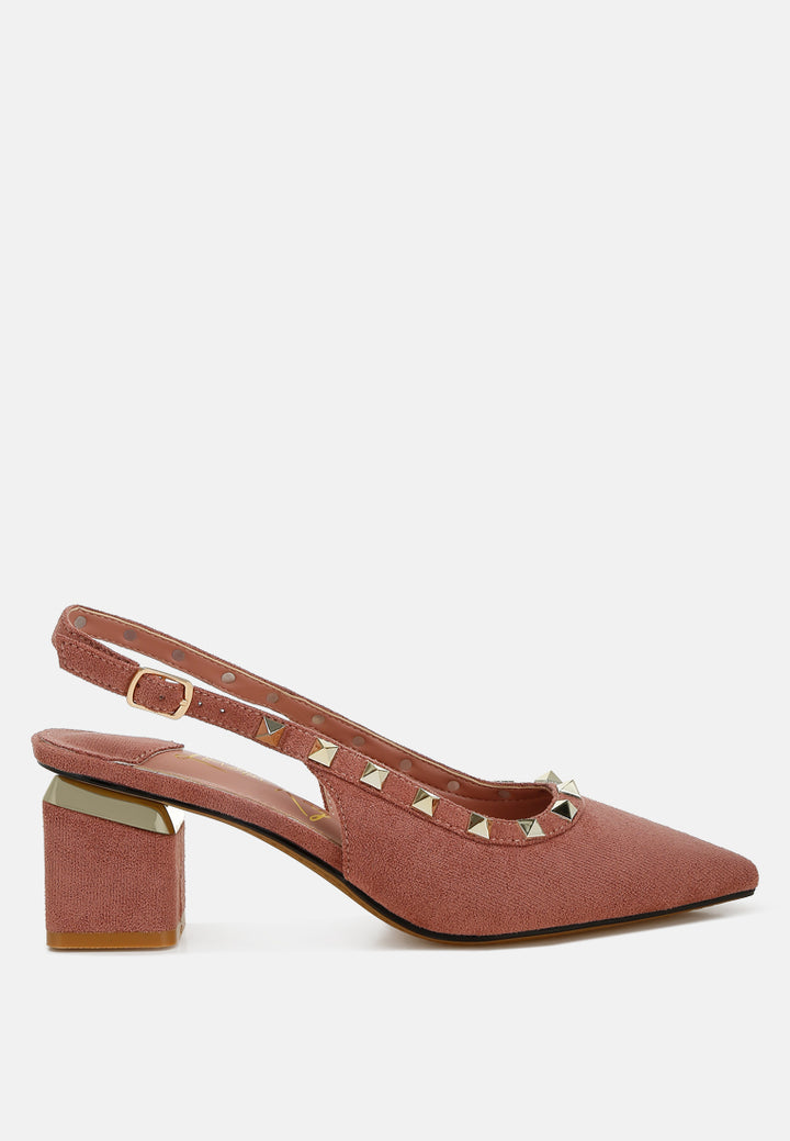 stud emebllished microfiber sandals by ruw#color_blush