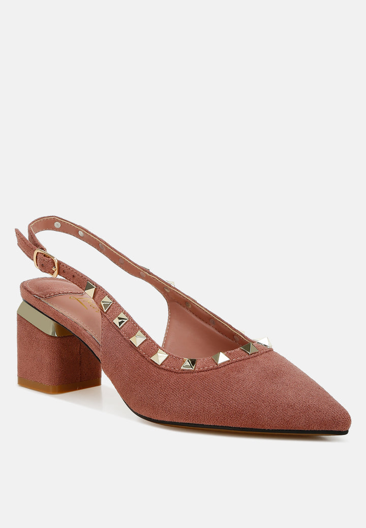 stud emebllished microfiber sandals by ruw#color_blush
