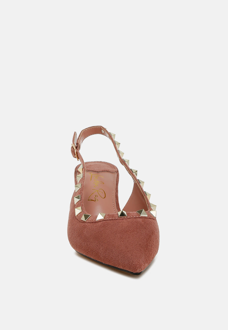 stud emebllished microfiber sandals by ruw#color_blush