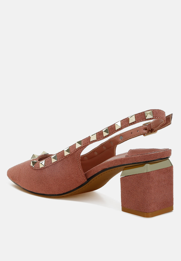 stud emebllished microfiber sandals by ruw#color_blush