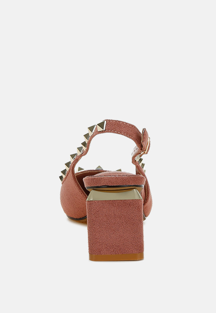 stud emebllished microfiber sandals by ruw#color_blush